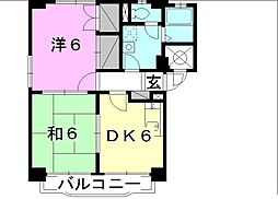 アネシスK 2DKの間取図画像