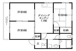 ディアスムラカミD 3DKの間取図画像