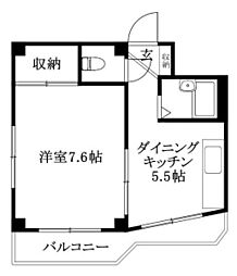 ダイヤモンドビューミツイ 1DKの間取図画像