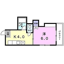 オックスフォードサーカスクワバラ3 1Kの間取図画像