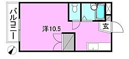 ROUNDSTONE枝松 ワンルームの間取図画像