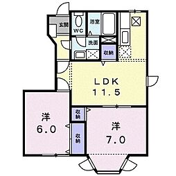 ピュアハイムB 2LDKの間取図画像