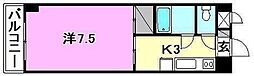 MTハイツ 1Kの間取図画像