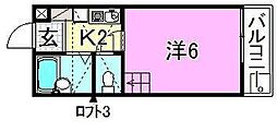 フレグランス北条 1Kの間取図画像