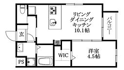 Credointe土居田 1LDKの間取図画像