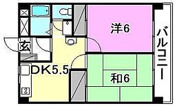 アルジェント朝生田 2DKの間取図画像