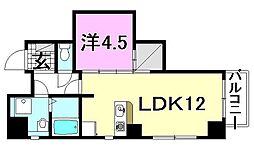ライフコート湊町 1LDKの間取図画像