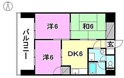 第84杉フラットビル 3DKの間取図画像