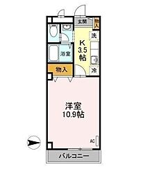リビングアレイ・K 1Kの間取図画像