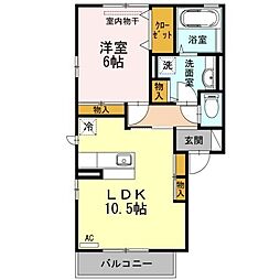 シュヴァル・ユイット 1LDKの間取図画像