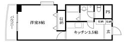 ブルーランド本町 1Kの間取図画像