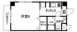 チフネマンションNo.6 1Kの間取図画像