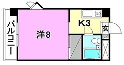 第2パールハイツ 1Kの間取図画像