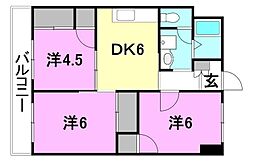 福泉ビル 3DKの間取図画像