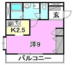 プレアール三番町 1Kの間取図画像