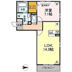 D-room安城寺 1LDKの間取図画像