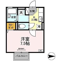 セジュールYC 1Kの間取図画像