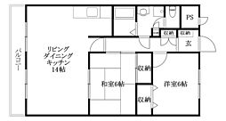 オーキッドテラス志津川 2LDKの間取図画像