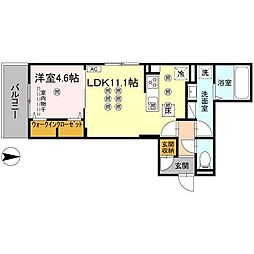 クランツ朝生田 1LDKの間取図画像