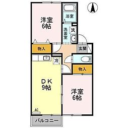 エクレールSYOUA 2DKの間取図画像