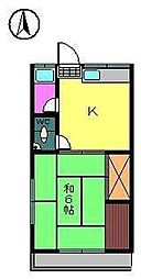 コーポいながき 1Kの間取図画像