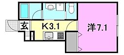 I・SGarden北条駅前 1Kの間取図画像
