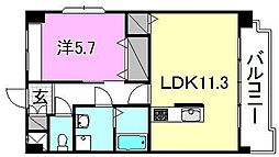 フォンテーヌ・朝生田 1LDKの間取図画像