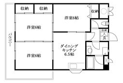エクシード久万ノ台 3DKの間取図画像