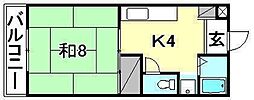 サンピア重信 1Kの間取図画像