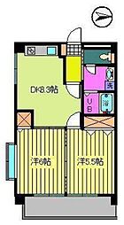 アクアベール松末 2DKの間取図画像
