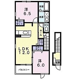 アルフィーノはるD棟 2LDKの間取図画像