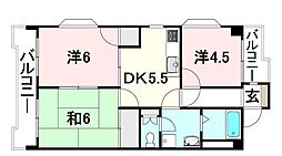 T・S東野 3DKの間取図画像
