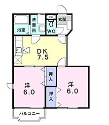 クレメント余戸A 2DKの間取図画像
