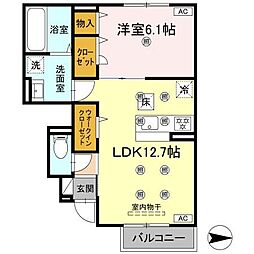 Three Roots 1LDKの間取図画像