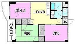 ロイヤルアネックス福音寺 3LDKの間取図画像