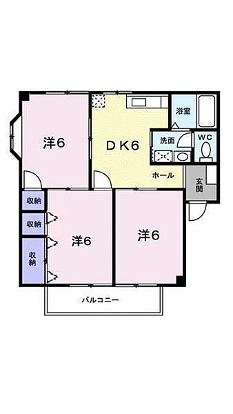 ロイヤルプリンス21 201 号室｜愛媛県松山市森松町(賃貸アパート3DK・2階・47.69㎡)の写真 その2