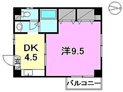 アルバコート 4階1DKの間取り