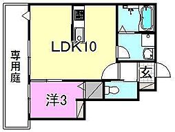 ＨＹＯ−ＤＯＲＵ 1階1LDKの間取り