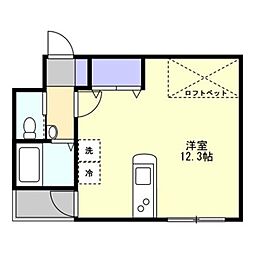 アルト生石 4階ワンルームの間取り