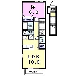 ジェルメ 2階1LDKの間取り
