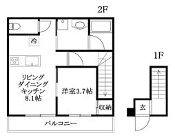 Ｌｕｎａ　Ｂｉａｎｃａ　Ｎａｋａｍｕｒａ2 2階1LDKの間取り
