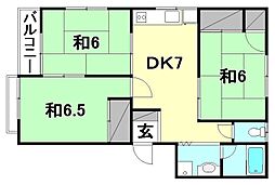 グリーンハイツ堀ノ内 4-B 号室 4階3DKの間取り