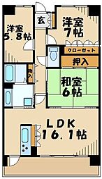 東急田園都市線 青葉台駅 バス6分 桂台遊水池前下車 徒歩1分の賃貸マンション 2階3LDKの間取り