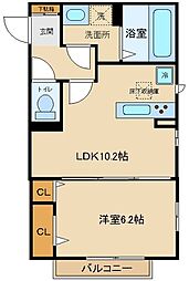小田急小田原線 柿生駅 徒歩21分の賃貸アパート 1階1LDKの間取り