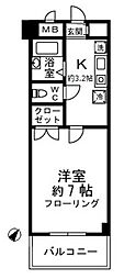 小田急小田原線 柿生駅 徒歩2分の賃貸マンション 6階1Kの間取り