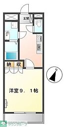 東急田園都市線 長津田駅 徒歩4分の賃貸マンション 2階1Kの間取り