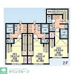 メゾン・フルール町田 1階1Kの間取り
