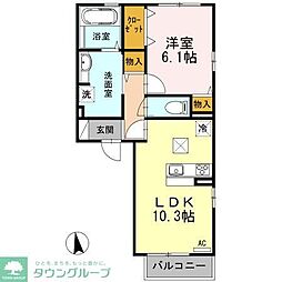 小田急小田原線 柿生駅 徒歩9分の賃貸アパート 1階1LDKの間取り