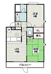 ペイザージュあかね台 1階2LDKの間取り