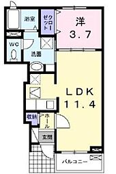 ソレアード　つきみ野 1階1LDKの間取り